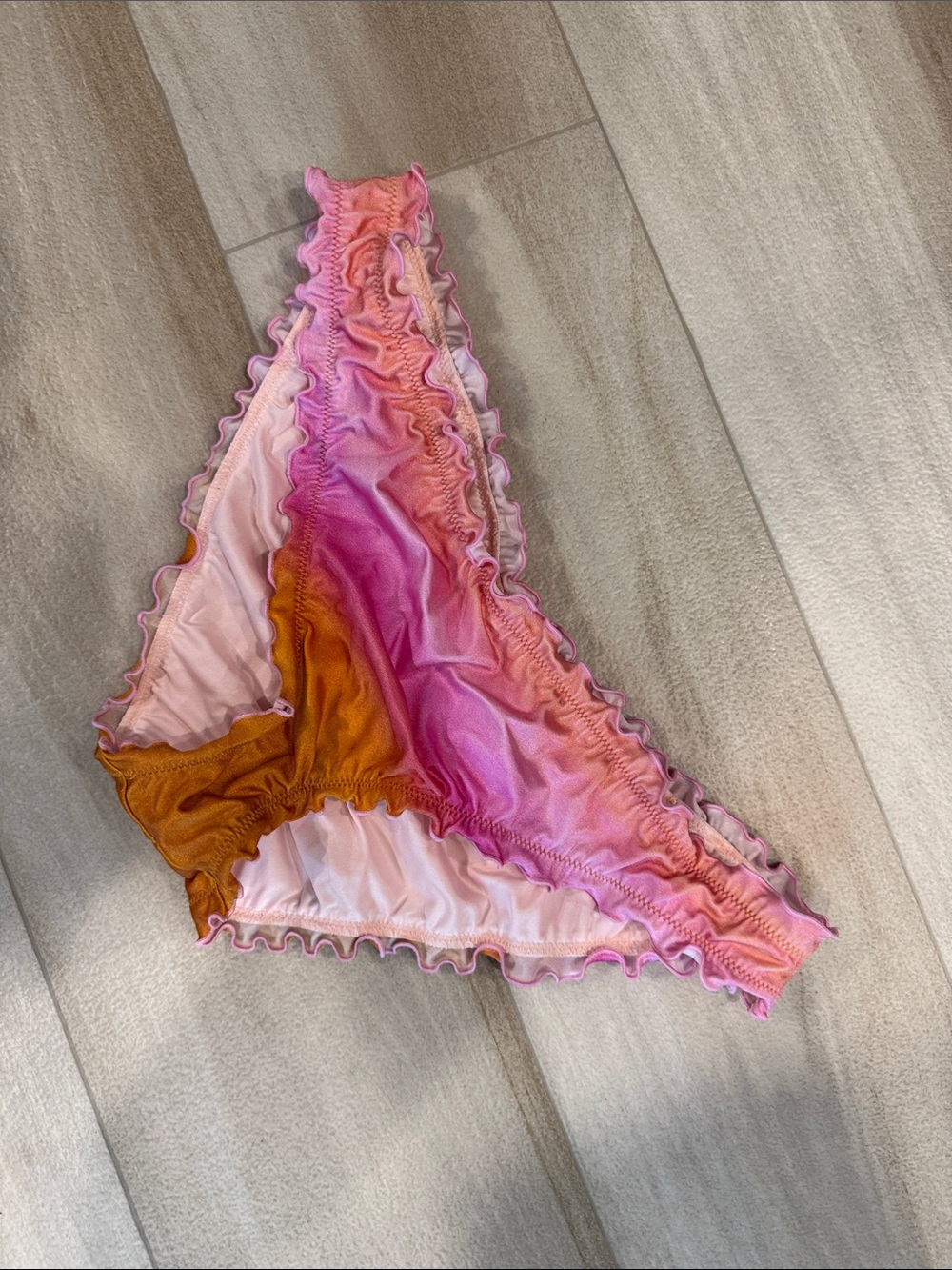 Shade & Shore Pink and Orange Ombre Ruffled Bikini Bottom